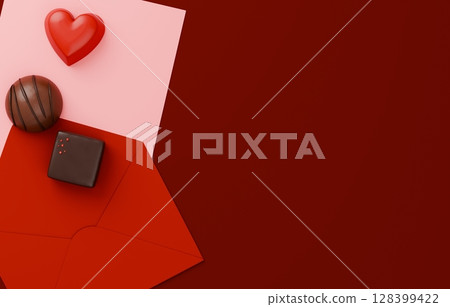 3D素材_情人節巧克力_情書 3D素材_情人節巧克力_情書 128399422