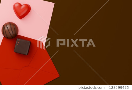 3D素材_情人節巧克力_情書 3D素材_情人節巧克力_情書 128399425