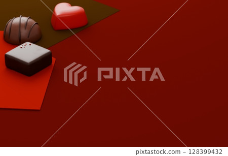 3D material_Valentine's chocolate_Love letter 128399432