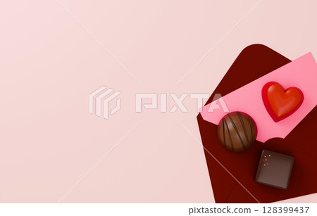 3D素材_情人節巧克力_情書 128399437