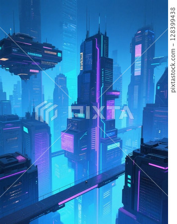 插畫素材：未來的城市景觀 128399438