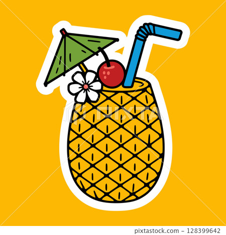 pineapple, cocktail, vector 128399642
