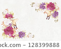 Chic rose flower frame with swallowtail butterfly 3 128399888