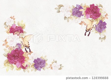 別緻的玫瑰花框與燕尾蝶 3 128399888