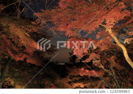 秋季黃昏時分，筑波山宮脅纜車站周圍紅葉點亮 128399963