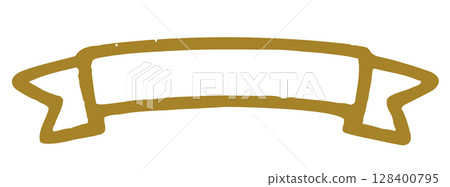 Hand drawn gold ribbon stroke line element. 128400795
