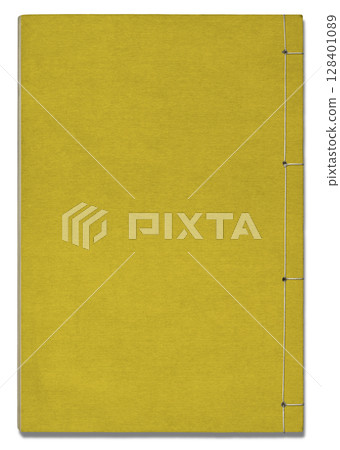 An old Japanese-style yellow-covered booklet bound in four-sided stitching 128401089