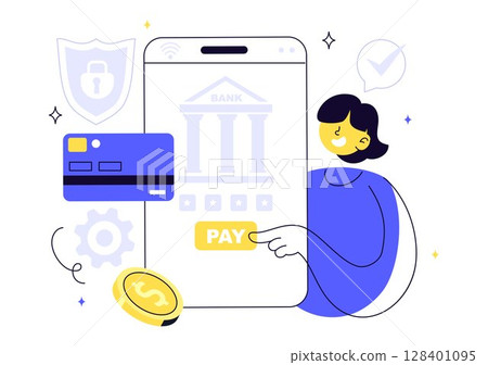 Fintech Vector Illustration Featuring Finance, Financial Technology, Online Banking, Crowdfunding, and Business Investment Banking Payment Background Fintech Vector Illustration Featuring Finance, Financial Technology, Online Banking, Crowdfunding, and Business Investment Banking Payment Background 128401095