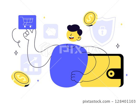 Fintech Vector Illustration Featuring Finance, Financial Technology, Online Banking, Crowdfunding, and Business Investment Banking Payment Background Fintech Vector Illustration Featuring Finance, Financial Technology, Online Banking, Crowdfunding, and Business Investment Banking Payment Background 128401103