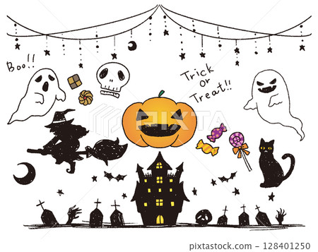 Pen-drawn Halloween colors Pen-drawn Halloween colors 128401250