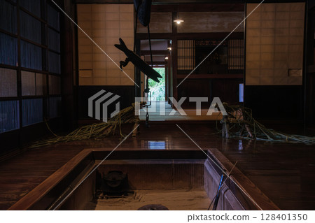 The hearth bottom of the old private house 128401350