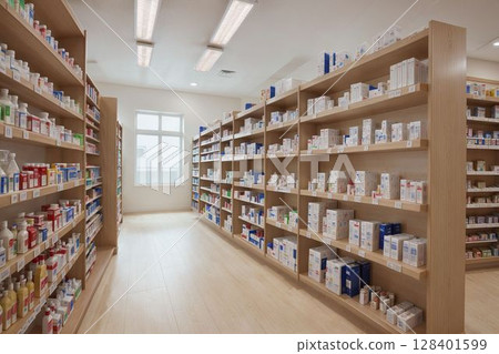 Medicines on the shelves 128401599