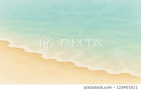 水彩風格的海景 | 簡單,夏日的海邊插畫素材 水彩風格的海景 | 簡單,夏日的海邊插畫素材 128401621
