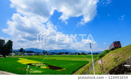 秋田內陸線稻田藝術 秋田縣 128401634