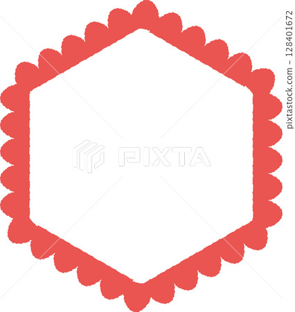 Colorful and cute decorative frame | Hexagon 128401672