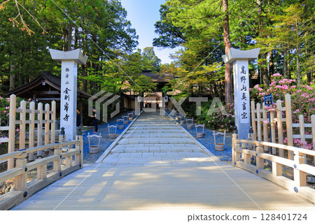 [和歌山縣] 晴空下的金剛峰寺正門（高野山） 128401724