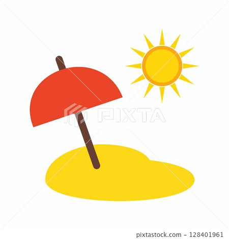 Umbrella on Beach icon vector image. Suitable for mobile apps, web apps and print media. 128401961