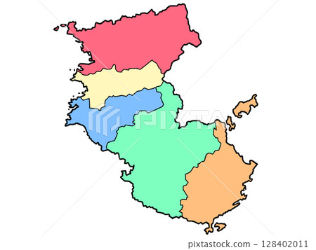 A slightly loose map of Wakayama Prefecture, color-coded by region, Kinki A slightly loose map of Wakayama Prefecture, color-coded by region, Kinki 128402011