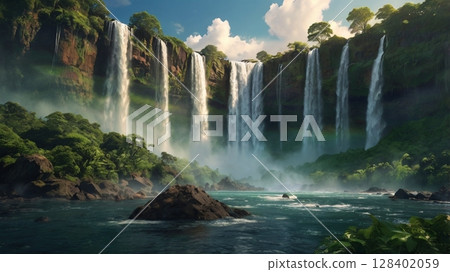 世界上令人嘆為觀止、奇幻咆哮的瀑布——神秘的自然遺產景觀 128402059