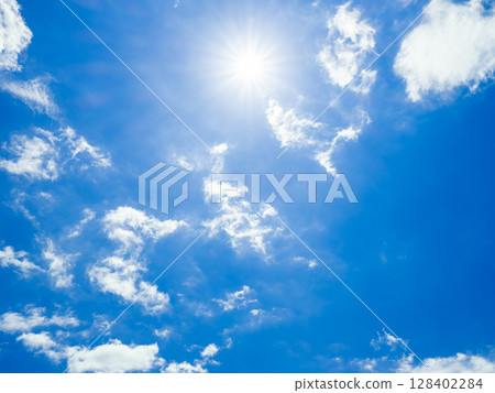 Bright summer daytime blue sky, 8K or higher resolution 128402284