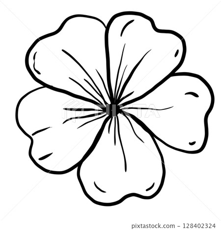 Tropical Flower Hand drawn line art sketch doodle fisherman aesthetic coastal nautical illustration  128402324
