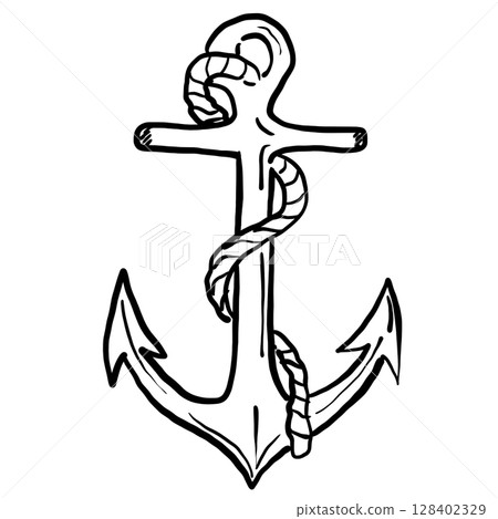 Anchor Hand drawn line art sketch doodle fisherman aesthetic coastal nautical illustration Anchor Hand drawn line art sketch doodle fisherman aesthetic coastal nautical illustration 128402329