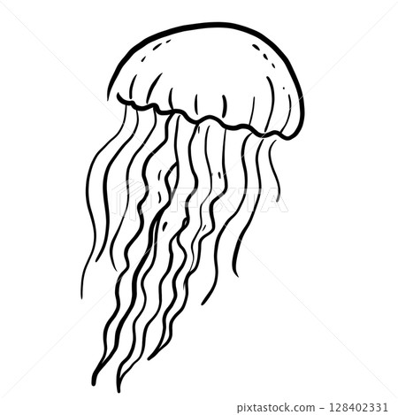 Jelly Fish Hand drawn line art sketch doodle fisherman aesthetic coastal nautical illustration Jelly Fish Hand drawn line art sketch doodle fisherman aesthetic coastal nautical illustration 128402331