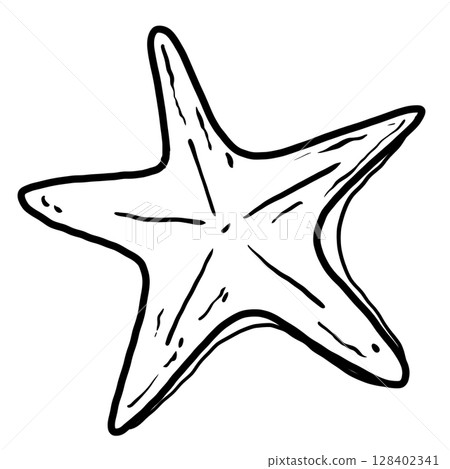 Star fish Hand drawn line art sketch doodle fisherman aesthetic coastal nautical illustration  128402341