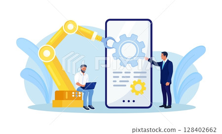 Human resources automation. Workforce employment social crisis. Automation development to optimize human resource necessity. Artificial intelligence domination. Developer create open robotic soft Human resources automation. Workforce employment social crisis. Automation development to optimize human resource necessity. Artificial intelligence domination. Developer create open robotic soft 128402662