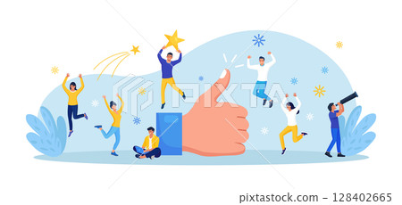 Customer review rating or evaluation. People give feedback. Client choice. Business satisfaction support. User experience or satisfaction, opinion for product or services 128402665