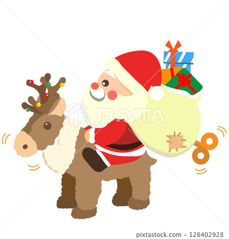 Clockwork Santa Claus and reindeer illustration Clockwork Santa Claus and reindeer illustration 128402928