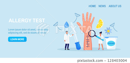 Allergy test. Hand with incisions for testing for allergens. Doctors warning against eating dairy products, citrus for patient with allergic reaction 128403004