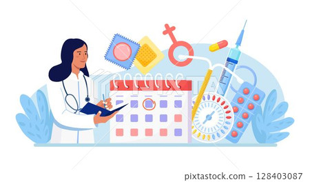Female contraceptive methods. Sexual reproductive health. Protection against venereal, sexually transmitted diseases, pregnancy prevention. Safe sexual behavior. Oral hormonal contraception, condoms Female contraceptive methods. Sexual reproductive health. Protection against venereal, sexually transmitted diseases, pregnancy prevention. Safe sexual behavior. Oral hormonal contraception, condoms 128403087