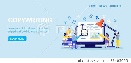 Blog authors writing articles, making valuable content. Freelance writers creating internet content. Copy writer workshop. Writing texts, creativity and promotion, seo marketing Blog authors writing articles, making valuable content. Freelance writers creating internet content. Copy writer workshop. Writing texts, creativity and promotion, seo marketing 128403093