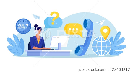 Customer Service Agent with Headsets Talking with Client. Technical Global Support, Assistance, Call Center. Contact Us. Hotline. Satisfaction and Loyalty. Customers care Customer Service Agent with Headsets Talking with Client. Technical Global Support, Assistance, Call Center. Contact Us. Hotline. Satisfaction and Loyalty. Customers care 128403217