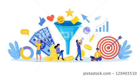 Sales funnel analysis. Digital marketing. Strategy, conversion rate optimization. Lead generation. Social media, SMM to attract buyers. Communication for attracting new customers and making profit 128403510