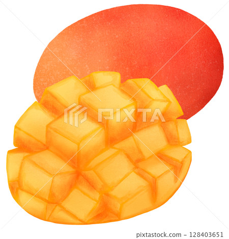 切開的芒果的插圖 128403651