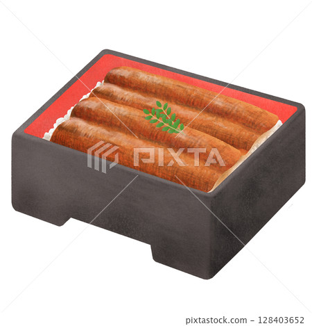 Illustration of unaju in a tiered box Illustration of unaju in a tiered box 128403652