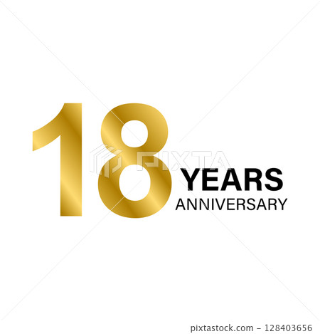 18 years anniversary gold icon vector for graphic design, logo, website, social media, mobile app, UI illustration 18 years anniversary gold icon vector for graphic design, logo, website, social media, mobile app, UI illustration 128403656
