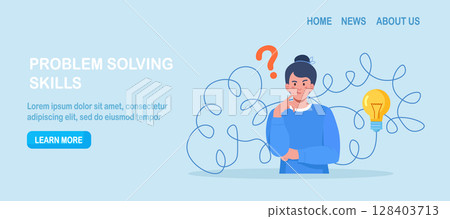 Confused woman thinking about idea, finding solutions. Problem solving skill, creativity to solve difficult issue. Human thoughts process, strategic thinking to create and develop solution Confused woman thinking about idea, finding solutions. Problem solving skill, creativity to solve difficult issue. Human thoughts process, strategic thinking to create and develop solution 128403713