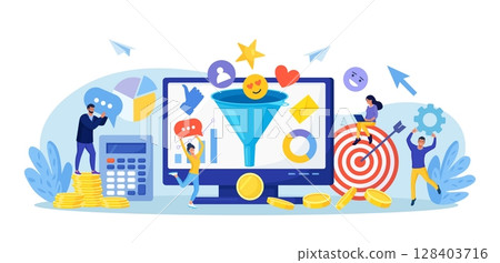 Sales funnel analysis. Digital marketing. Strategy, conversion rate optimization. Lead generation. Social media, SMM to attract buyers. Communication for attracting new customers and making profit 128403716