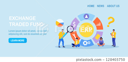 ERP Enterprise resource planning, productivity and company enhancement. Business integration, productivity and company enhancement. Business character consulting of financial operation 128403750