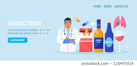 Addiction. Treatment, diagnosis of alcoholism. Doctor narcologist advises people with addictions to alcohol, narcotic and psychotropic substances, tobacco. Recovery of substance-dependent patients Addiction. Treatment, diagnosis of alcoholism. Doctor narcologist advises people with addictions to alcohol, narcotic and psychotropic substances, tobacco. Recovery of substance-dependent patients 128403816