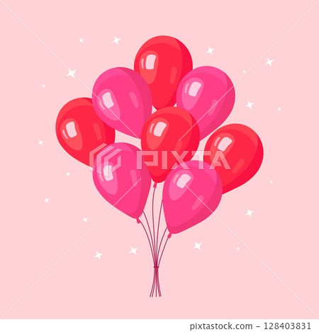 Bunch of helium balloon, flying air balls isolated on background. Happy birthday, holiday concept. Party decoration Bunch of helium balloon, flying air balls isolated on background. Happy birthday, holiday concept. Party decoration 128403831