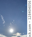 Summer sky July Morning sun and sparkling cumulus clouds #001 128404056