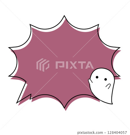 Halloween speech bubble with spiky ghost 128404057