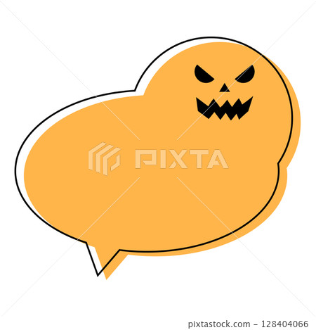 Halloween speech bubble with round face jack-o-lantern 128404066