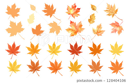 秋葉插圖集 | 楓葉與楓葉秋色變化系列 128404106