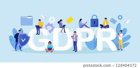 General data protection regulation. GDPR. The European Commission strengthens and unifies protection of personal data. People sure of their privacy while using gadgets. Personal information control General data protection regulation. GDPR. The European Commission strengthens and unifies protection of personal data. People sure of their privacy while using gadgets. Personal information control 128404372