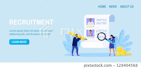 HR Managers Choosing Best Candidate for Job, Searching New Employee. Recruitment, Hiring Process. Online Job interview. Resume of Candidates on Computer Screen HR Managers Choosing Best Candidate for Job, Searching New Employee. Recruitment, Hiring Process. Online Job interview. Resume of Candidates on Computer Screen 128404568